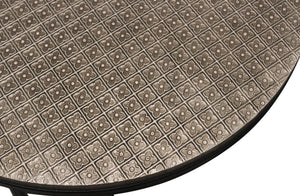 Moti Meenal Metal Cladded Top Round Nesting Table in Silver Color 18007006