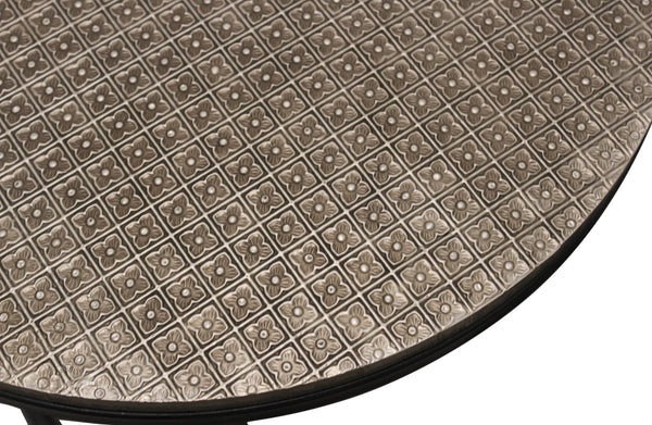 Moti Meenal Metal Cladded Top Round Nesting Table in Silver Color 18007006