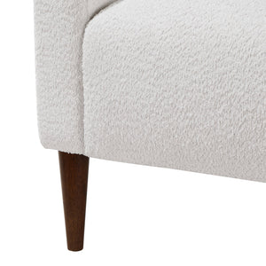 English Elm Caius Boucle Arm Chair in White — Pocket Spring Comfort, Solid Tapered Wood Legs, Modern Accent B050P229977