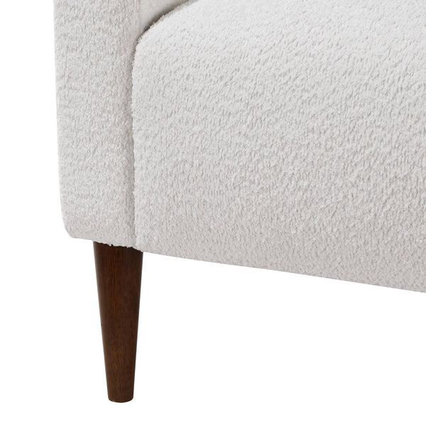 English Elm Caius Boucle Arm Chair in White — Pocket Spring Comfort, Solid Tapered Wood Legs, Modern Accent B050P229977