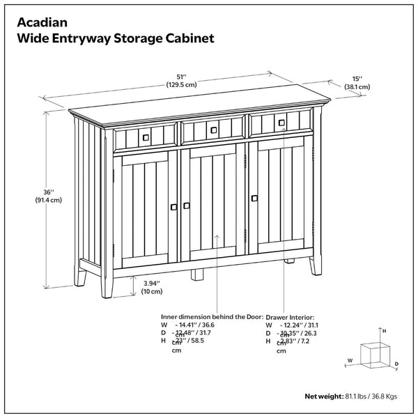 English Elm Acadian Solid Wood Storage Cabinet with Tempered Glass Doors for Entryway or Dining B136P436055