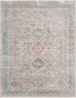 Unique Loom Newport Rosecliff Machine Made Border Rug Multi, Blue/Light Blue/Light Brown/Rust Red/Terracotta 7' 10" x 10' 2"