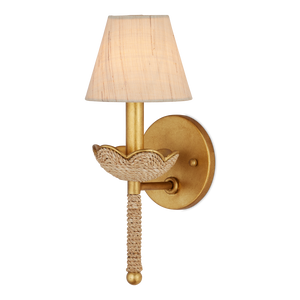 Vichy Wall Sconce – Handmade Abaca Rope & Wrought Iron Light Fixture with Gold Leaf Finish