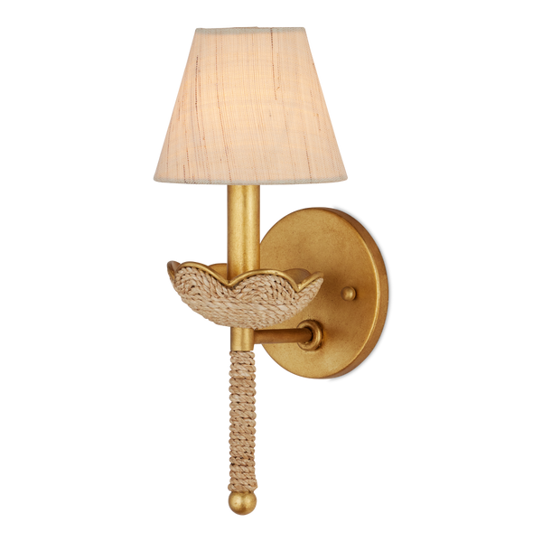 Vichy Wall Sconce – Handmade Abaca Rope & Wrought Iron Light Fixture with Gold Leaf Finish