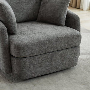 English Elm 40.55"w Chenille Swivel Chair Oversized Round Accent Seat with 360 Degree Base W1298P248769