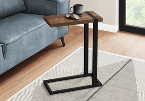 English Elm Accent C-Shaped Side Table with Reclaimed Wood-Look Top and Sleek Metal Frame for Small Spaces Brown 28 L x 13 W x 6 H B2710P219144