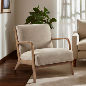 JLA Home INK+IVY - Mid-Century Novak Accent Armchair with Solid Wood Frame, Water-Repellent Upholstery & Curved Arms for Comfort Taupe IIF18-0049