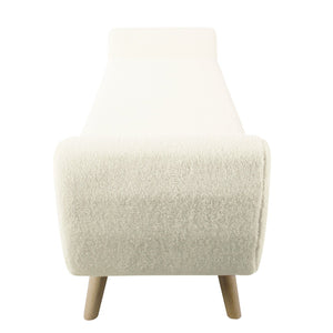 English Elm Rae Sherpa Upholstered Storage Ottoman Bench with Hinged Lid and Wood Legs B056P412630