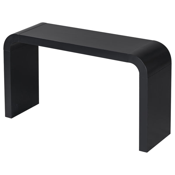 English Elm U_style Acacia Veneer Minimalist Console Table Slim Two Leg Frame for Entryway Halls Black N711P213374B