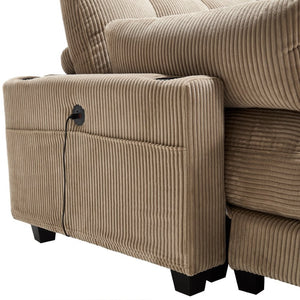 English Elm United Cozy Cloud Sleeper Sofa Bed - Versatile Oversized Chaise Lounge With Usb, Cup Holders & Storage W1568S00162-GIGA