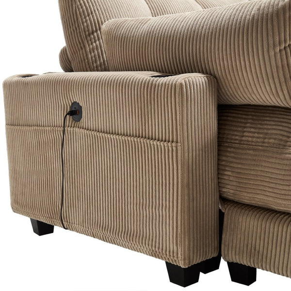 English Elm United Cozy Cloud Sleeper Sofa Bed - Versatile Oversized Chaise Lounge With Usb, Cup Holders & Storage W1568S00162-GIGA