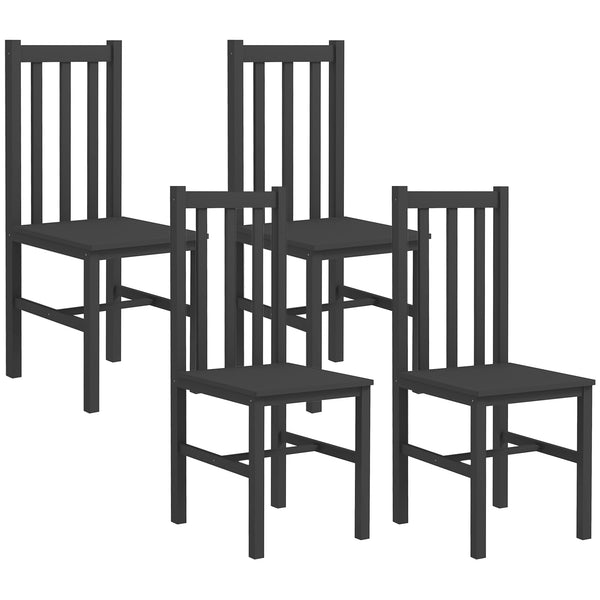 English Elm Homcom Farmhouse Armless Dining Chairs Set Of 4 - Rustic Black Slat Back Design, Space-Saving Comfort W2225P173889