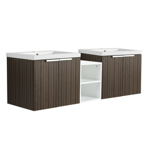 English Elm 60 Inch Soft Close Doors Bathroom Vanity Set With Stylish Resin Sink & Ample Storage Solutions W999S00260