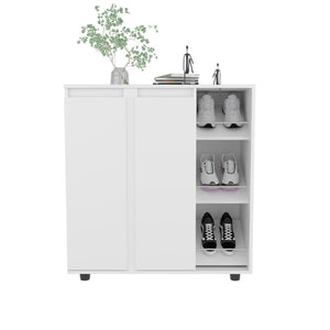 English Elm Dover White Wood Shoe Rack with 11 Open Shelves for Entryway Bedroom Organization B092P439897