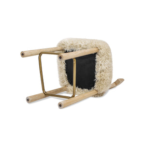 English Elm Jennifer Taylor Home - Arden 27.5" Genuine Fur Counter Height Bar Stool Natural Blonde - Sheepskin, Wood, Brass Footrest B2719P321040