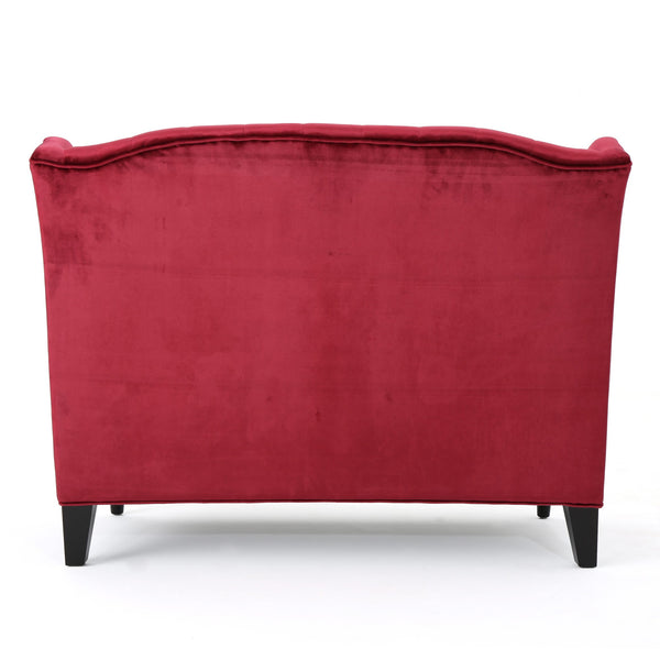 English Elm Christopher Knight Home® - LOVESEAT wingback velvet button-tufted diamond stitch loveseat with plush comfort and durable sheen WINE RED 61186.00NVLTWIN