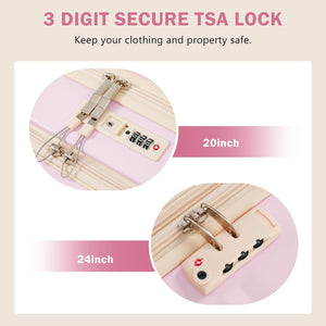 English Elm Front Access Hardside 3 Piece Travel Set with Usb Port Spinner Wheels and Tsa Lock Pink N732P326130U
