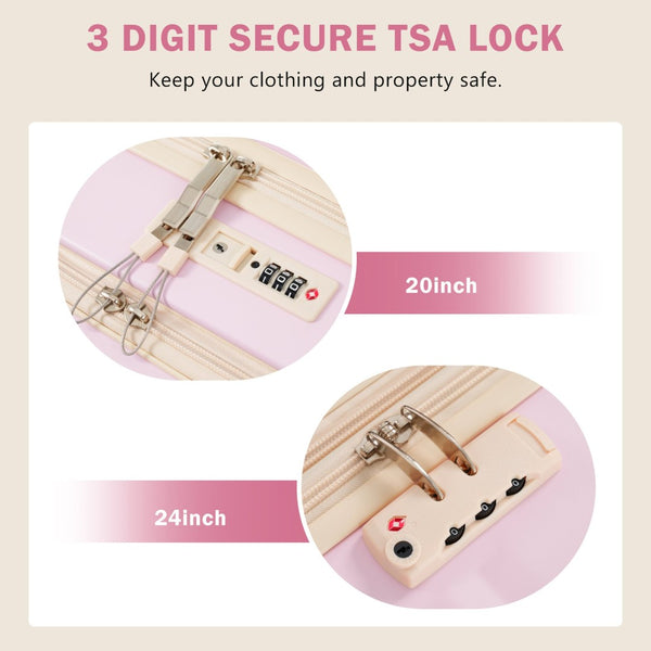 English Elm Front Access Hardside 3 Piece Travel Set with Usb Port Spinner Wheels and Tsa Lock Pink N732P326130U