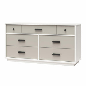 English Elm Valencia Seven Drawer Wide Dresser Dual Tone Laminate Matte Black Pulls Bedroom B2733S00020