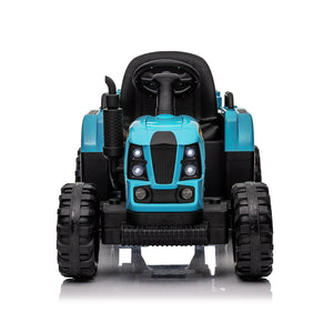 English Elm Ride on Electric Tractor Toy with Trailer 24v 400w Dual Motors Remote Control Led Blue W1578P194692