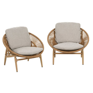 English Elm Christopher Knight Home® - Cyril Outdoor Papasan Lounge Chairs Set Of 2 - Light Brown Wicker With Plush Beige Cushions For Comfort N775P290578B-S2