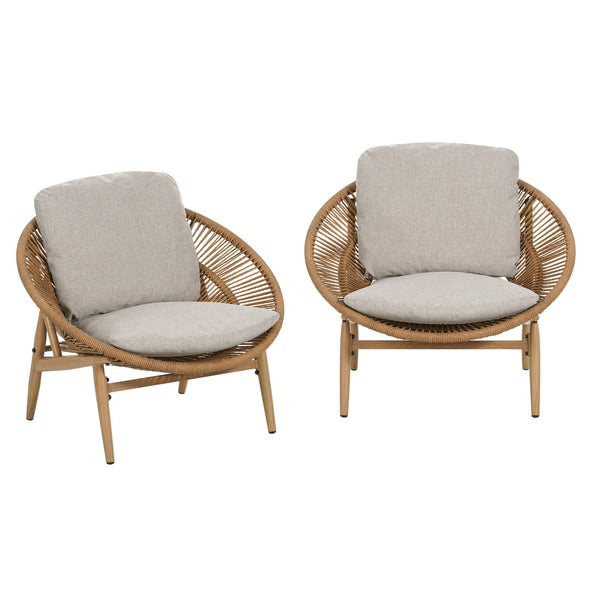 English Elm Christopher Knight Home® - Cyril Outdoor Papasan Lounge Chairs Set Of 2 - Light Brown Wicker With Plush Beige Cushions For Comfort N775P290578B-S2
