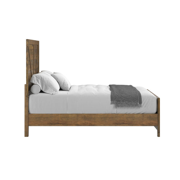 English Elm Wallace & Bay - Brown Queen Bed - Rustic Solid Wood Frame In Caramel Finish, Timeless Style & Easy Maintenance B2709S00023-GIGA