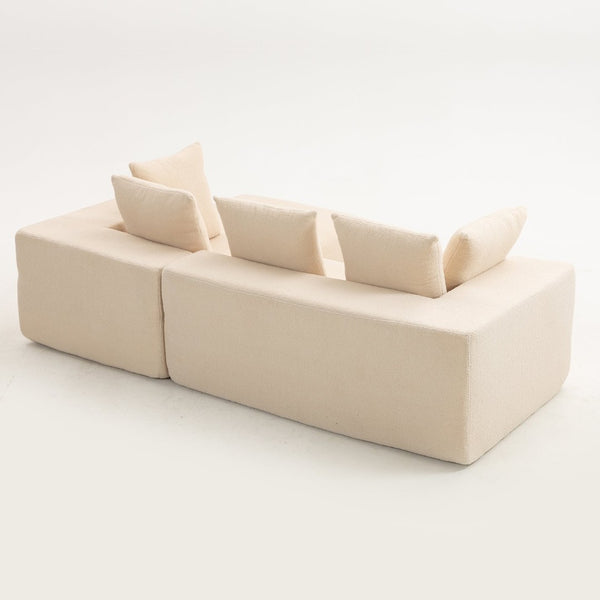 English Elm Full Foam Modular L-shaped Sectional Sofa Flannelette Upholstered with Five Throw Pillows W3326S00022