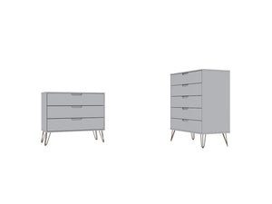 Manhattan Comfort Rockefeller Mid-Century Modern 2- Piece Bedroom Dresser Set White 180GMC1