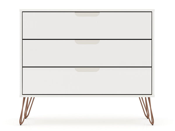 Manhattan Comfort Rockefeller Mid-Century Modern 2- Piece Bedroom Dresser Set White 180GMC1