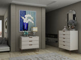 Manhattan Comfort Rockefeller Mid-Century Modern 2- Piece Bedroom Dresser Set Off White and Nature 180GMC3