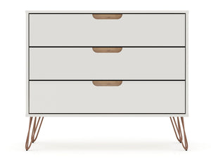 Manhattan Comfort Rockefeller Mid-Century Modern 2- Piece Bedroom Dresser Set Off White and Nature 180GMC3