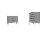 Manhattan Comfort Rockefeller Mid-Century Modern 2- Piece Bedroom Dresser Set Off White 180GMC8