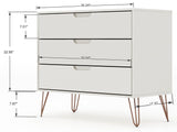 Manhattan Comfort Rockefeller Mid-Century Modern 2- Piece Bedroom Dresser Set Off White 180GMC8