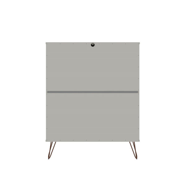 Manhattan Comfort Rockefeller Mid-Century Modern 2- Piece Bedroom Dresser Set Off White 180GMC8