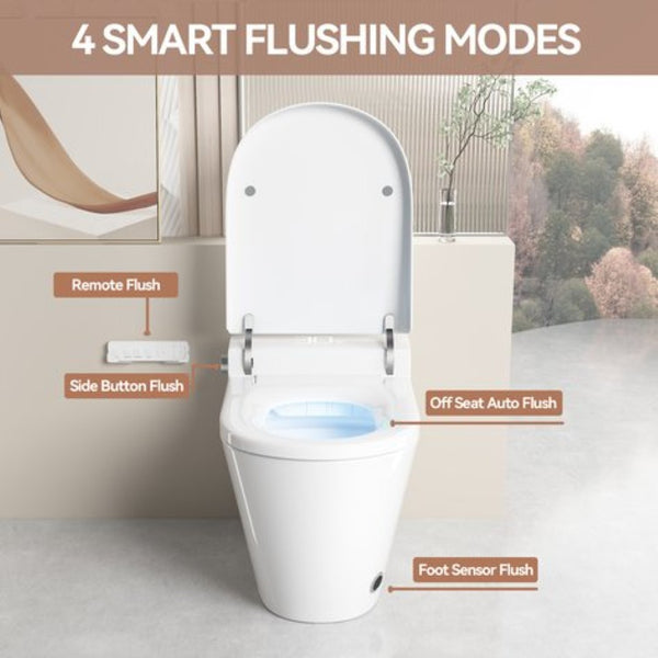 English Elm Unique Smart Bidet Toilet with Auto Open Seat Warm Dryer and Hands Free Flush W3133P414562