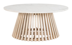 Mazara Coffee Table White & Natural 109861 Zuo Modern