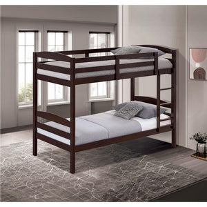 English Elm Twin Arch Slat Bunk Bed with Patented Insert & Lock Joint System — Sturdy Transitional Style, Space-Saving Design Espresso 14 L x 81 W x 9 H B2741P346378