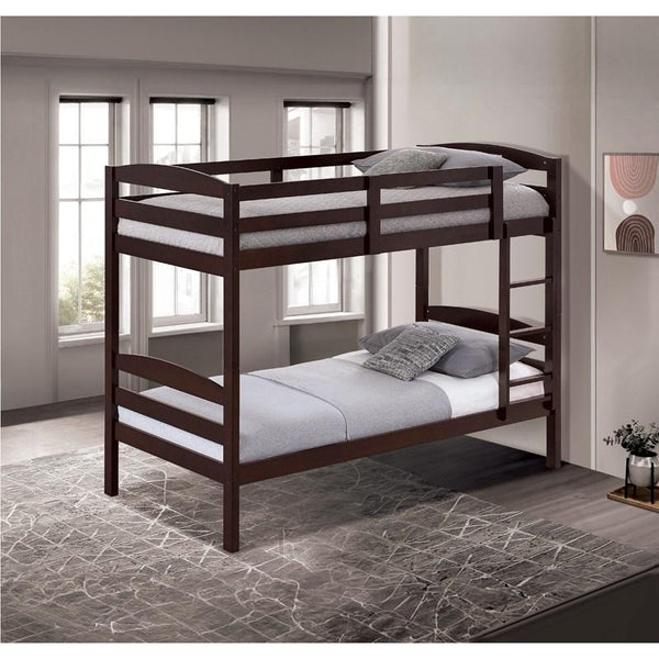 English Elm Twin Arch Slat Bunk Bed with Patented Insert & Lock Joint System — Sturdy Transitional Style, Space-Saving Design Espresso 14 L x 81 W x 9 H B2741P346378
