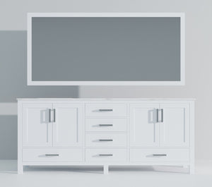 English Elm White Double Bath Vanity With Carrara Marble Top, Ample Storage & 2 Matching Mirrors For Elegance B2731S00838-GIGA