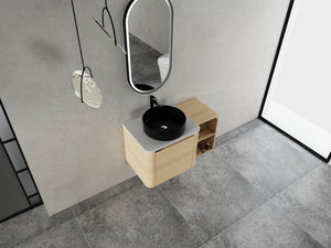 English Elm 36'' Wall-Mounted Bathroom Vanity With Artistic Ceramic Sink, Soft-Close Door & Space-Saving Storage W999S00468