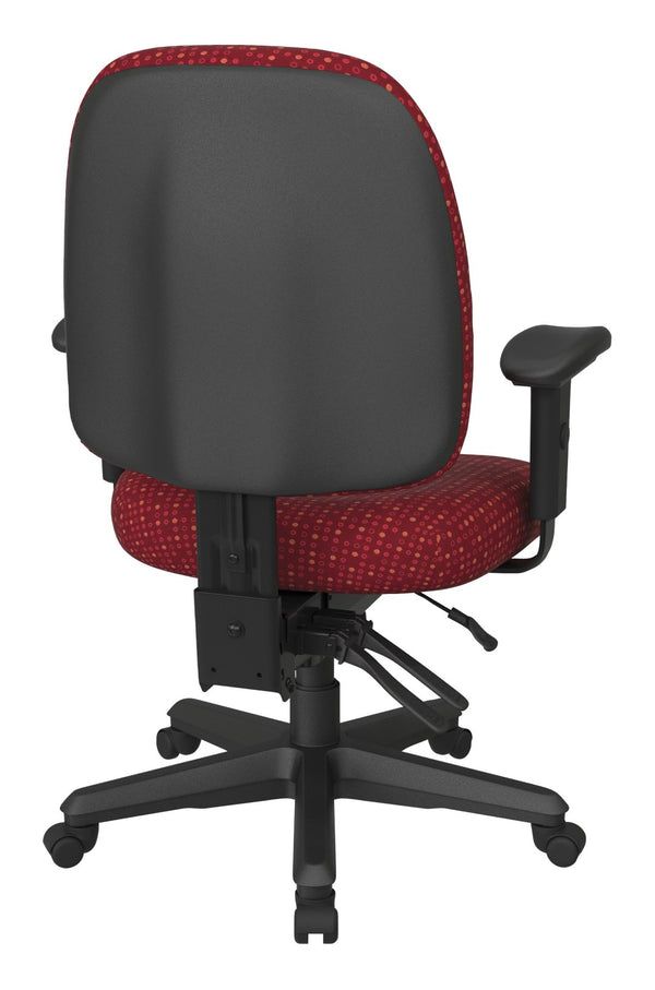 OSP Home Furnishings Ergonomics Chair Adjustable Lumbar Support Office Seat with Greenguard Certified Cushioned Back Ruby 43808-K114
