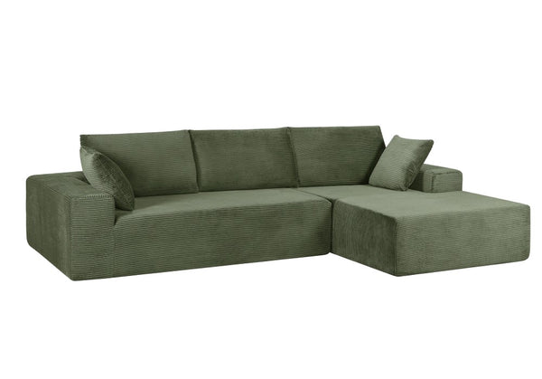 English Elm Cozyform Convertible Sectional Sofa - Soft Corduroy, No Assembly, Versatile Comfy Couch In Dark Green B2735P359710