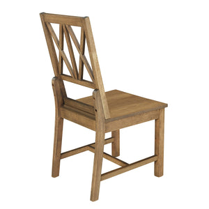 English Elm TOPMAX Rustic 5-Piece Extendable Round Dining Set with Trestle Base and Cross Back Chairs, Versatile Elegance Brown SP000042AAD