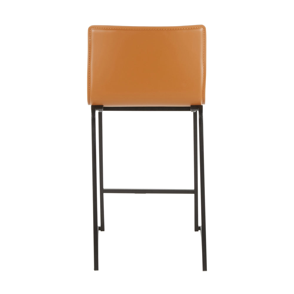 English Elm Mara 26" Modern Counter Stools Set Of 2 In Black Metal & Camel Faux Leather – Stylish Comfort B202P222057