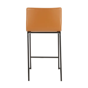 English Elm Mara 26" Modern Counter Stools Set Of 2 In Black Metal & Camel Faux Leather – Stylish Comfort B202P222057