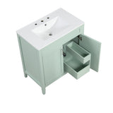 English Elm 30" Bathroom Vanity With Sink, Multi-Functional Bathroom Cabinet With Doors and Drawers, Solid Frame and Mdf Board, Green