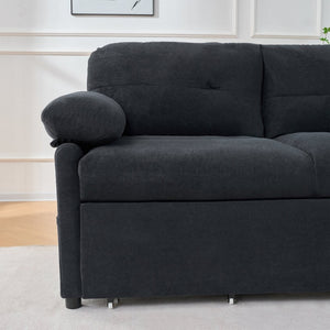 English Elm (old: W3163p269700) Convertible Chenille Sleeper Loveseat with Queen Pullout and Rolling Casters Black W3163S00100