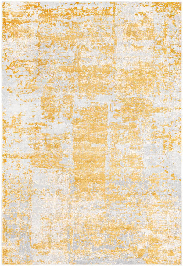 Unique Loom Finsbury Elizabeth Machine Made Abstract Rug Yellow, Ivory/Gray 6' 1" x 9' 0"