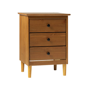 English Elm Walker Edison - Classic 3-Drawer Solid Wood Nightstand with Deep Storage Drawers, Sustainably Sourced Pine Finish Caramel 23 L x 18 W x 6 H B185P168927